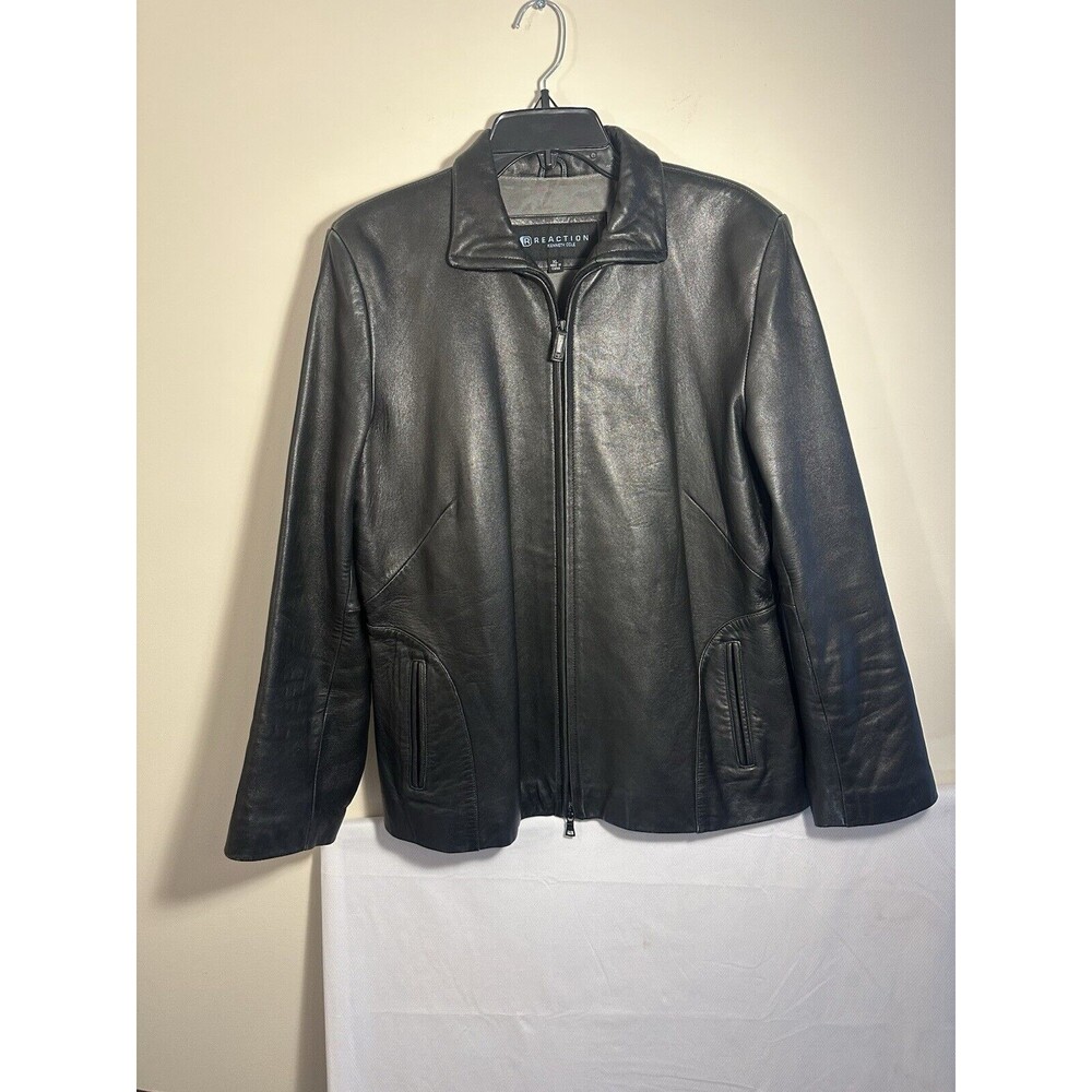Women’s Kenneth Cole Reaction 100% Black Leather Jacket, Size XL
